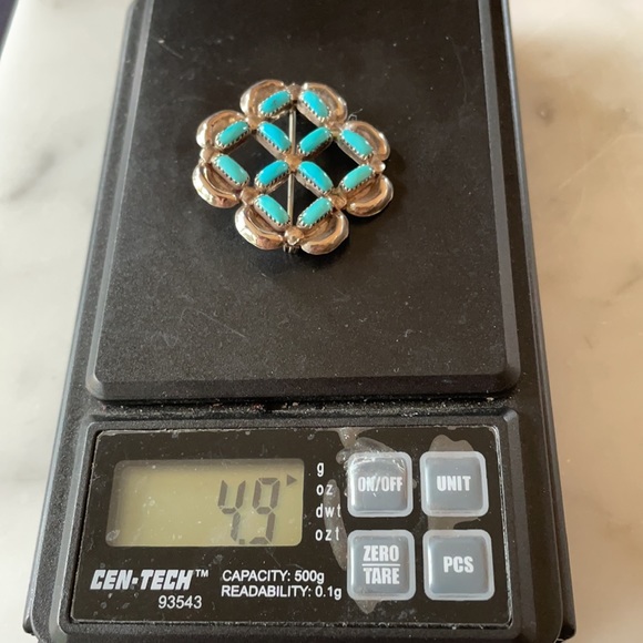 Vintage Zuni Native American Turquoise Needlepoint Pin Pendant - Picture 13 of 13